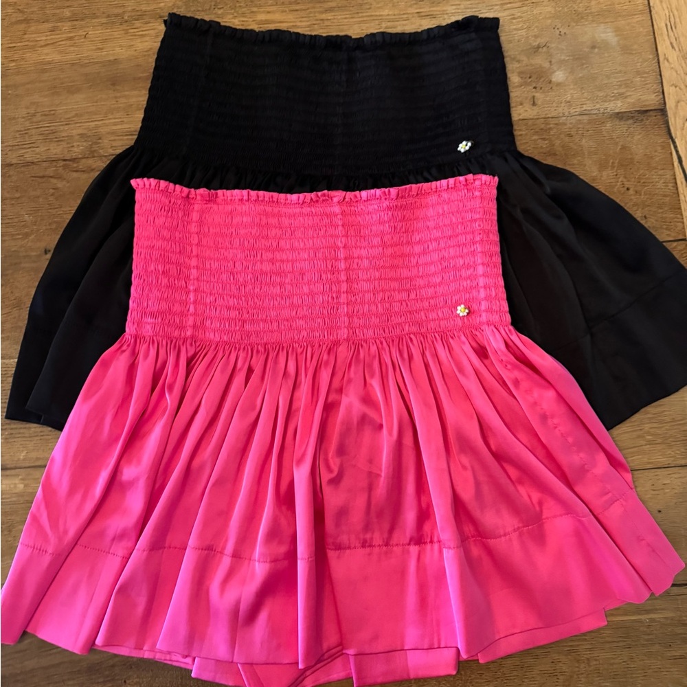 Natural Life satin shorts in pink and black.